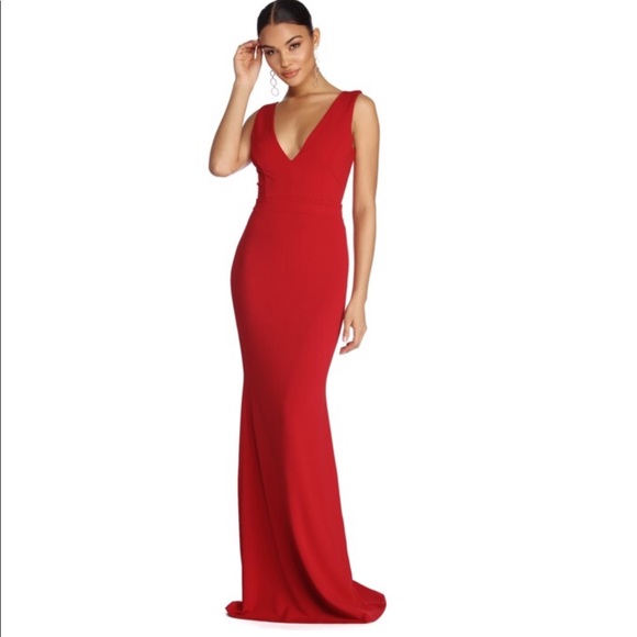 windsor red long dress